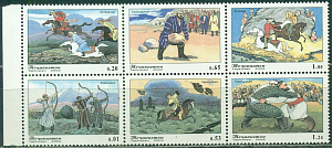 Таджикистан, 2002, Национальный Спорт, Лошади,сцепка с полем